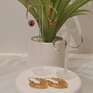 Chic Multicolor and Gold Hoop Earrings